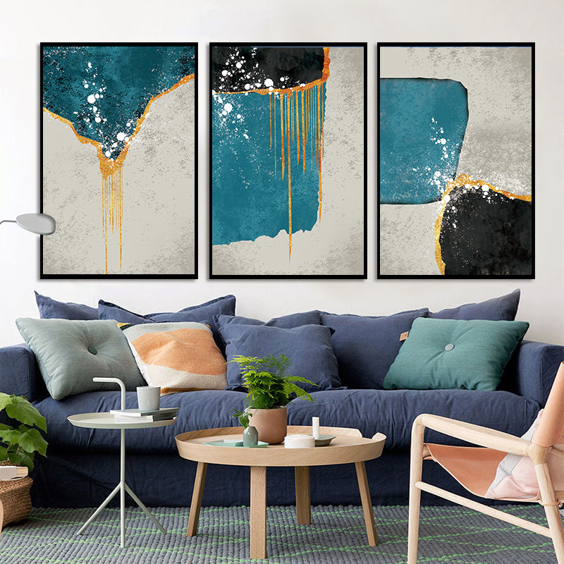 Simple Nordic Abstract Oil Painting Geometric Canvas