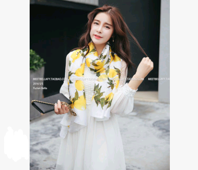 Spring, summer and autumn, new flowers, elegant and high-end artificial silk scarf, female decorative shawl, sunscreen beach towel