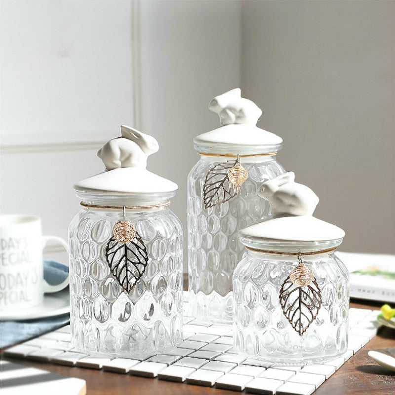 Crystal glass Nordic storage jar with lid