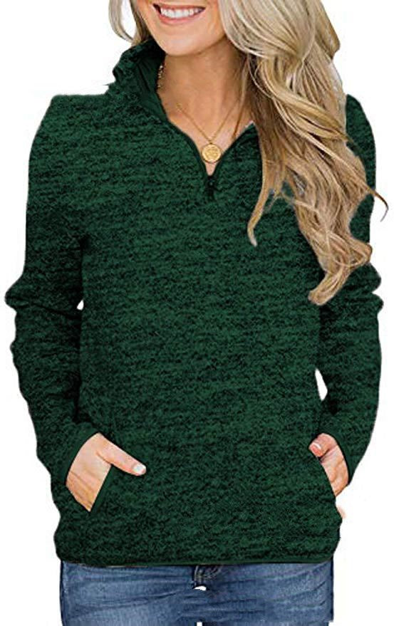 Women's long-sleeved stand-collar zipper sweater