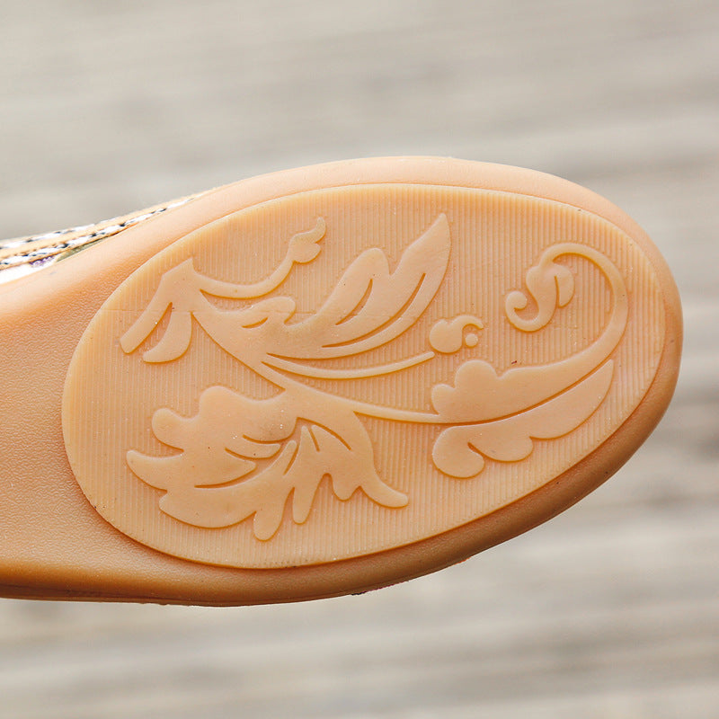 Ethnic style shallow mouth shoes