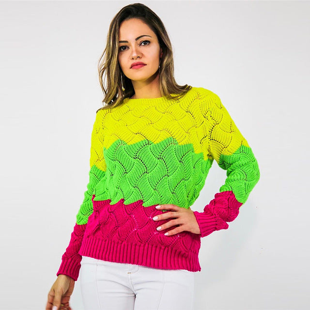 Loose rainbow knit sweater