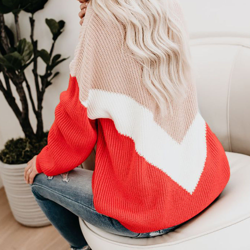 Women's contrast color sweater