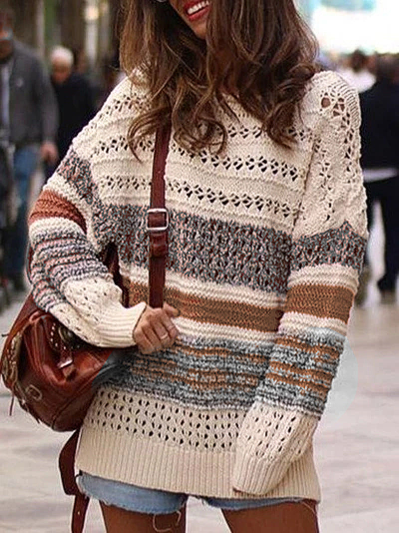 Printed round neck sweater