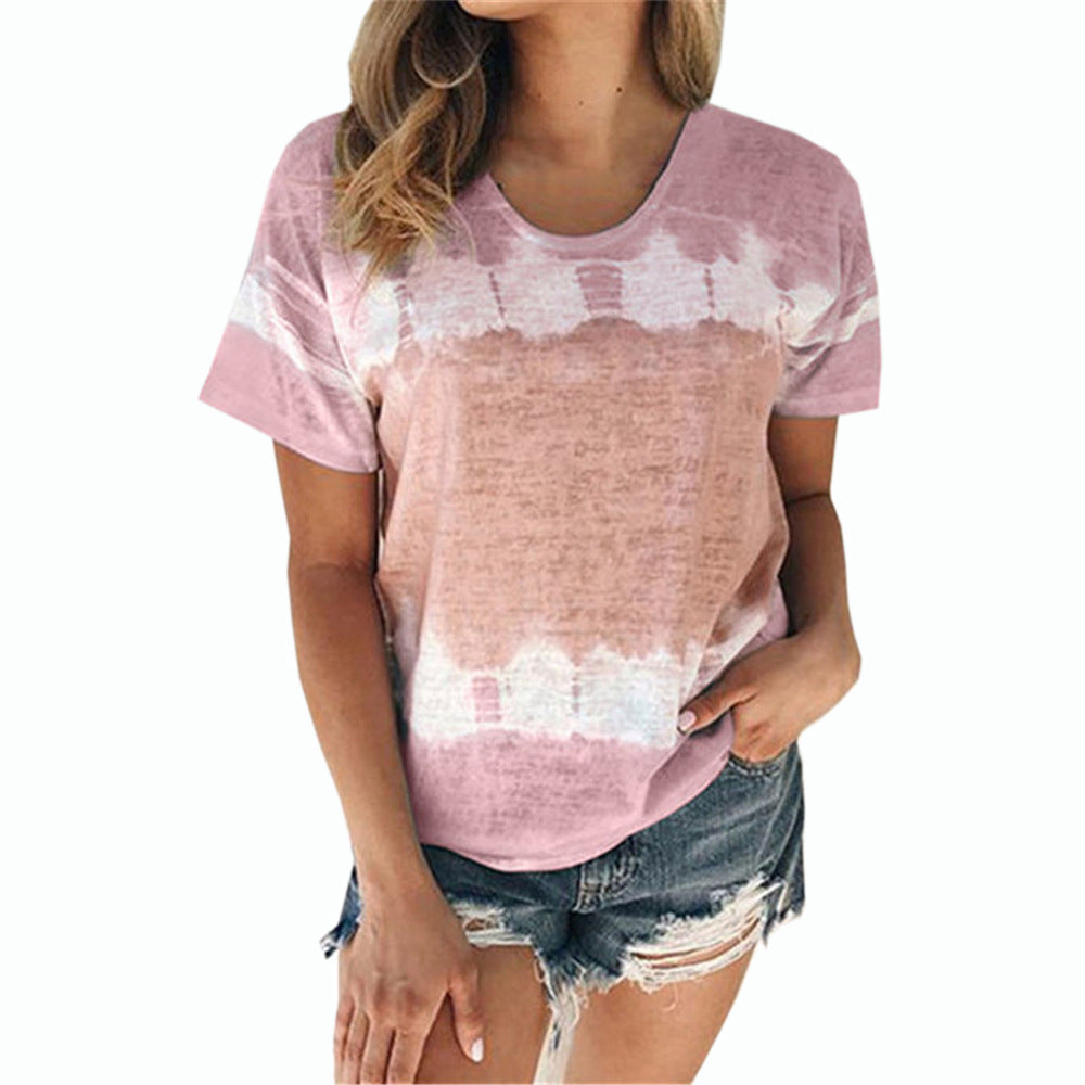 Loose round neck short sleeve printed T-Shirt Top