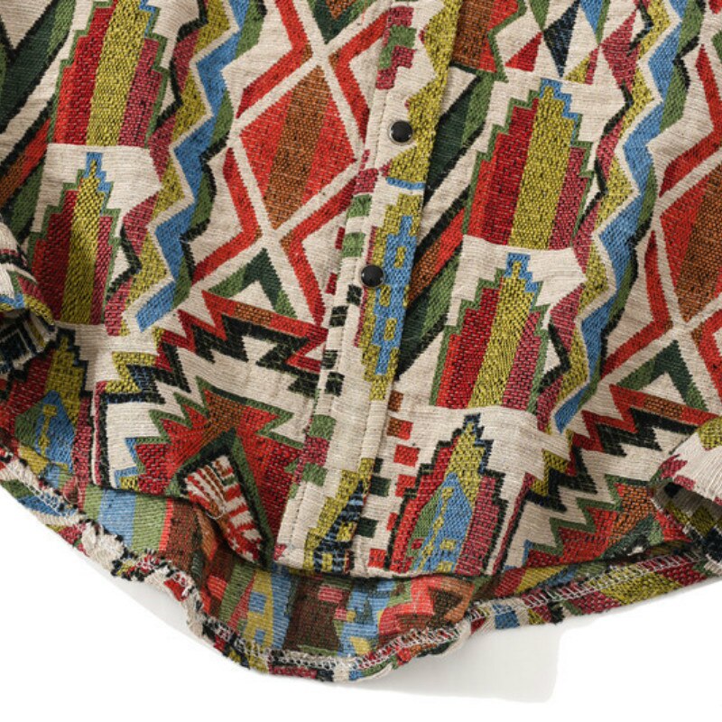 Retro ethnic brushed shirt