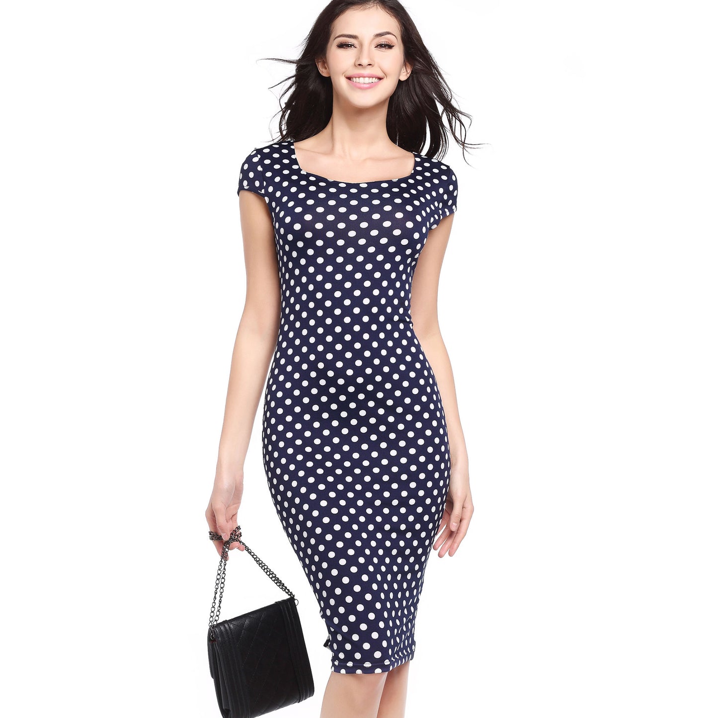 USA SIZE Fashion square collar sexy slim feather print bag hip dress pencil skirt