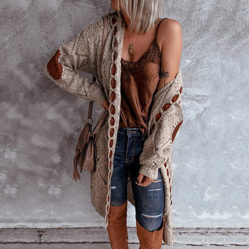 Color Block Sweater Long Sleeve Cardigan Sweater