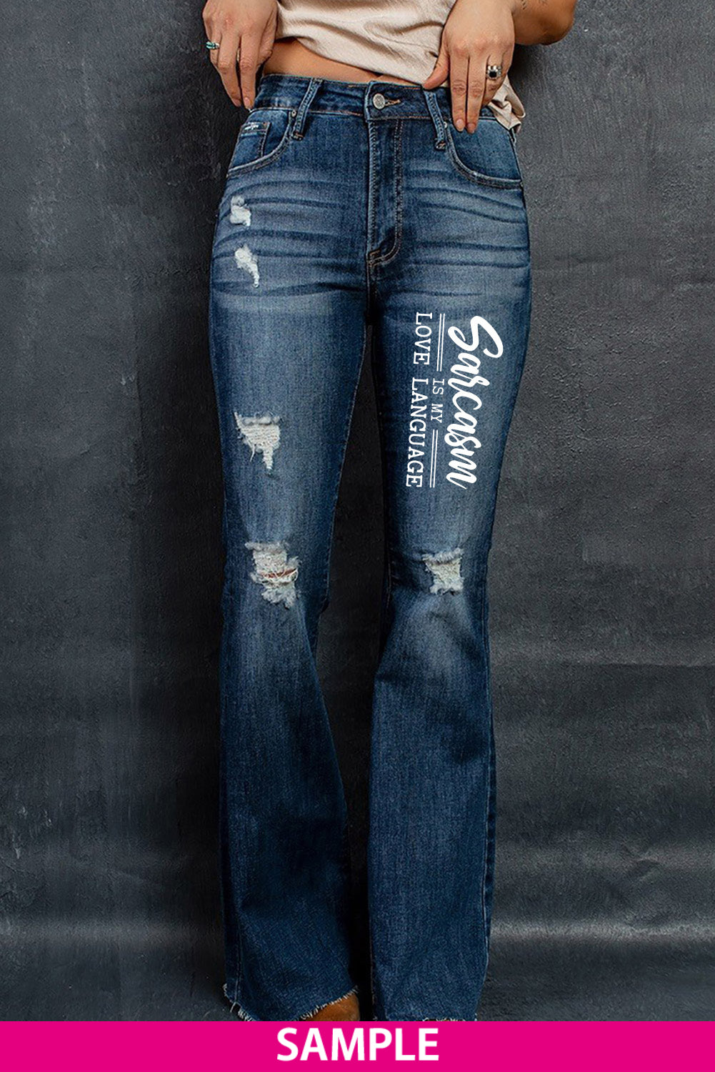 Dark Wash Mid Rise Flare Jeans