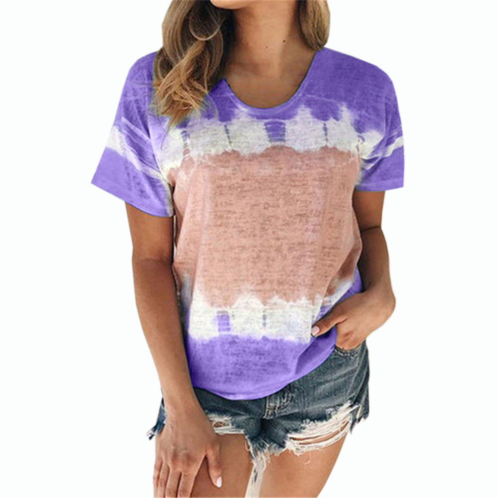 Loose round neck short sleeve printed T-Shirt Top