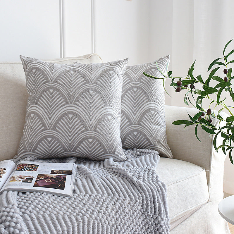 Nordic geometric embroidery pillowcase