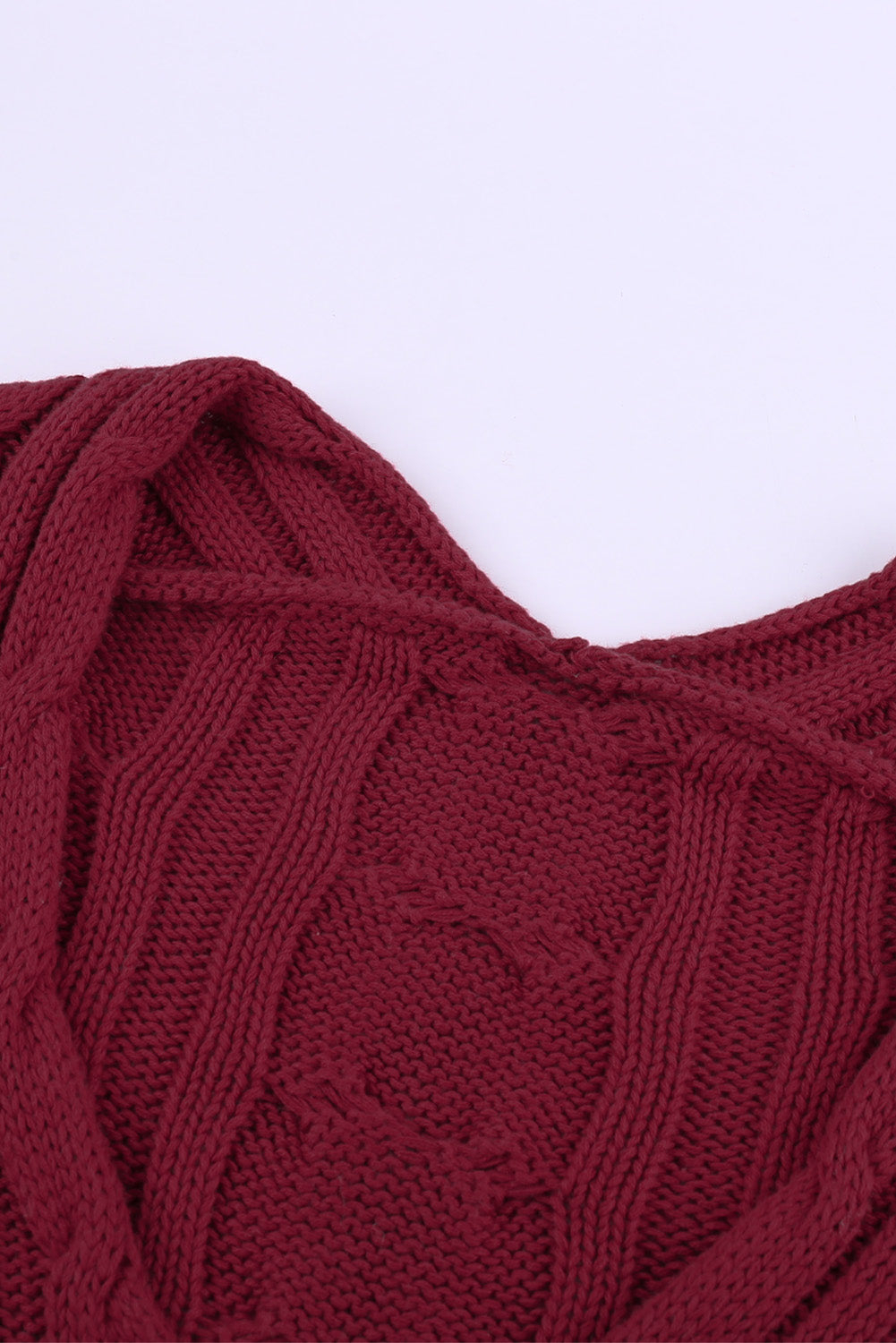 Colorblock Cable Knit Sweater with Slits