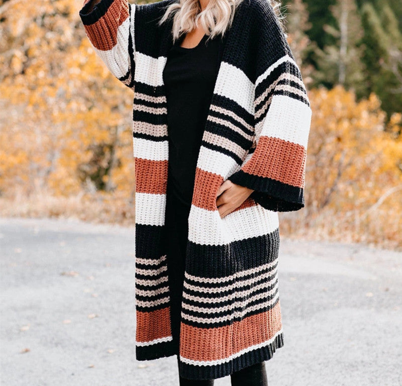 Striped color block sweater