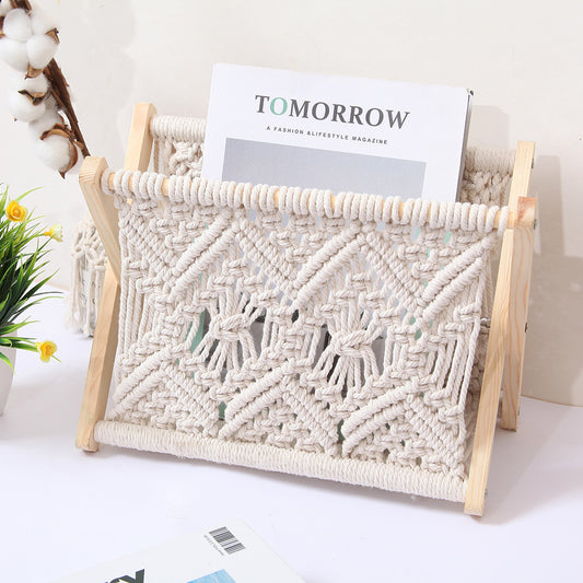 Nordic Cotton Rope Knitting Creative Desktop Bookshelf