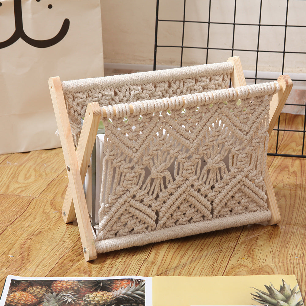 Nordic Cotton Rope Knitting Creative Desktop Bookshelf