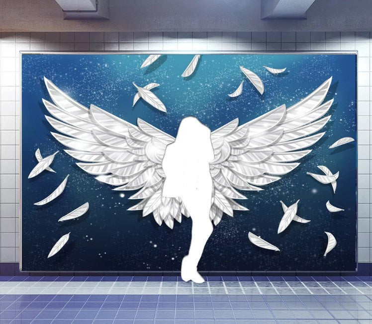 Wings Angel Wings Feather Starry Sky Wallpaper Mural