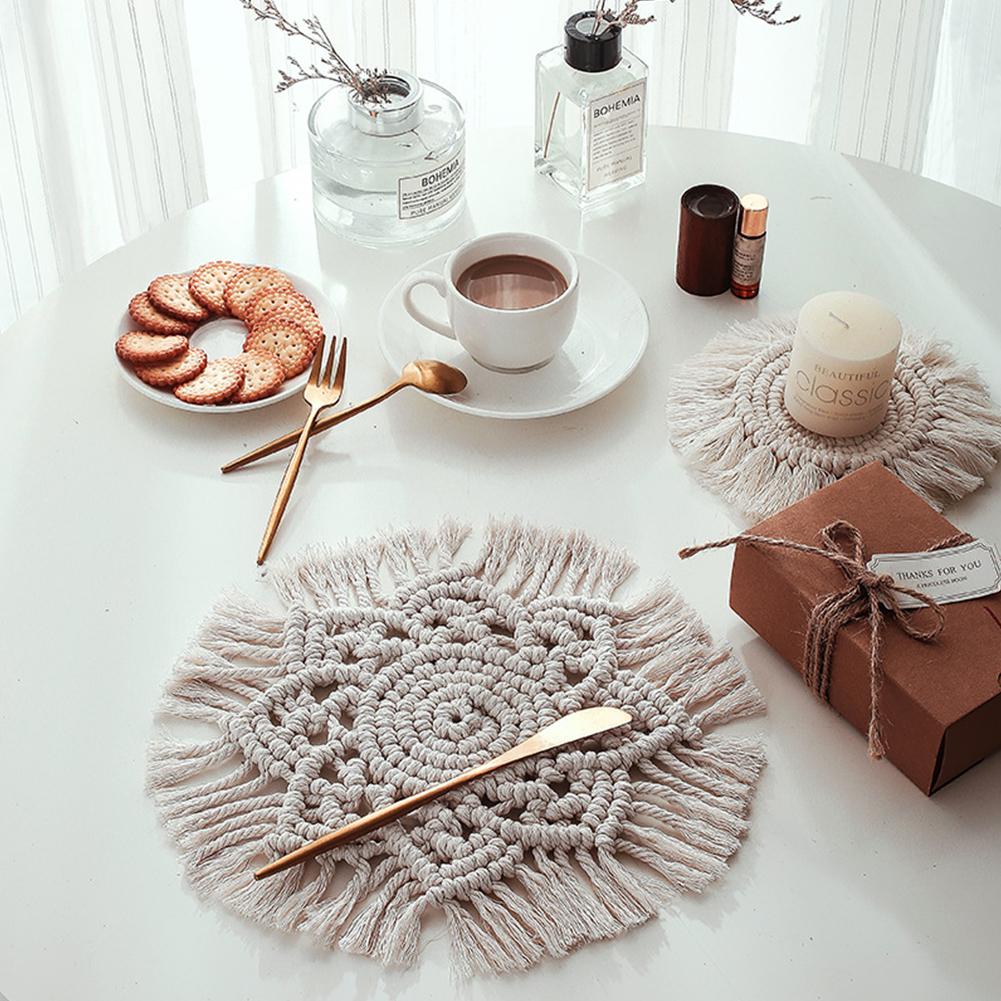 Nordic Creative Woven Placemat Round Sun Flower Coaster