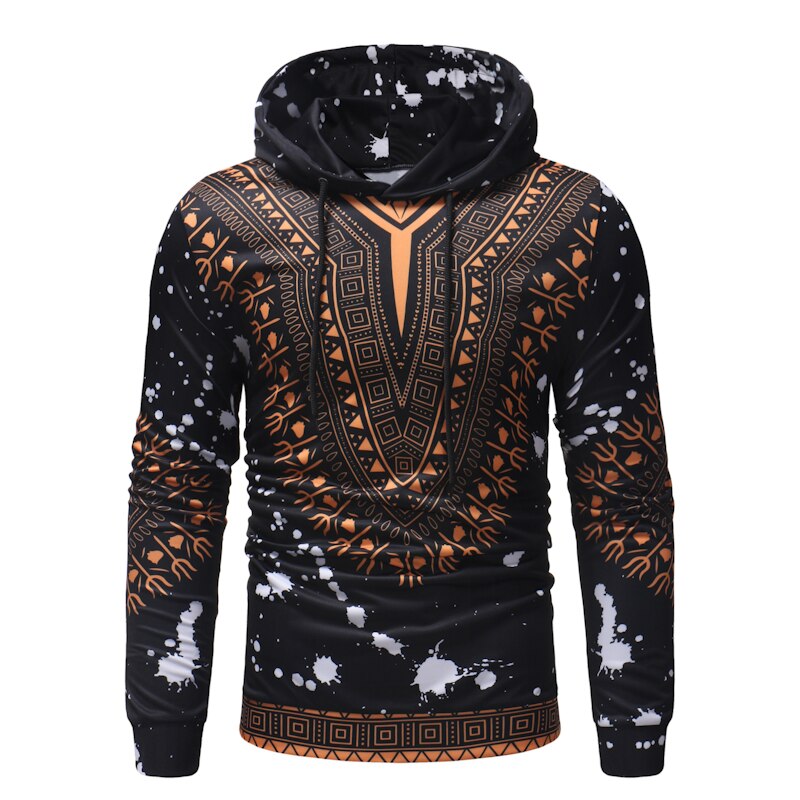 Ethnic printed casual hooded sweater