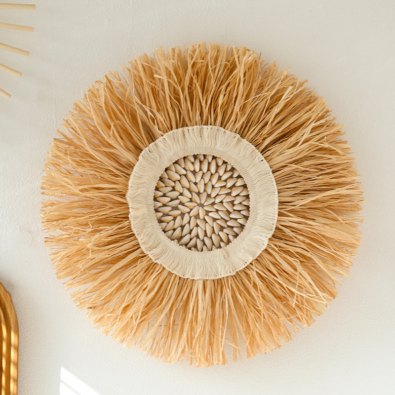 Straw Wooden Simple Nordic Retro Wall Hanging