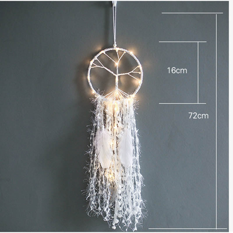 Feather Handmade Girl Catching Dream Catcher Pendant