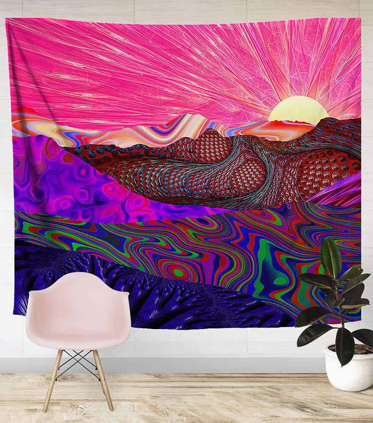 Creative Map Printed Tapestry Beach Towel Sitting Blanket