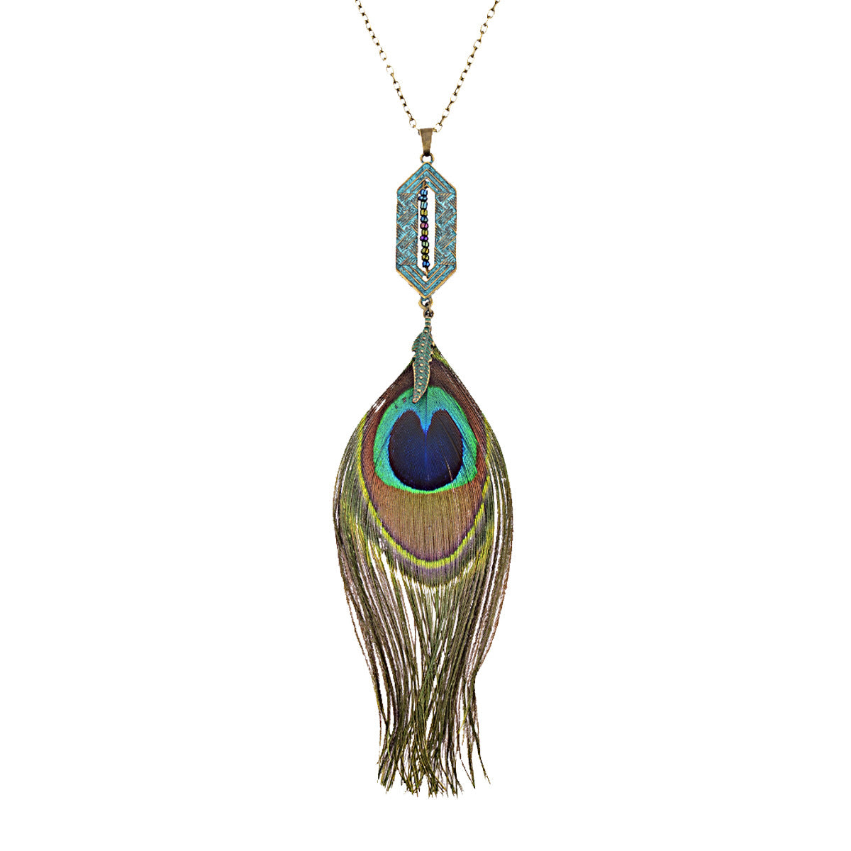 Ethnic Style Jewelry Tassel Peacock Feather Necklace