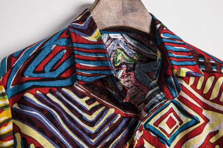 Short-sleeved Cotton And Linen Shirt Indian Ethnic Style