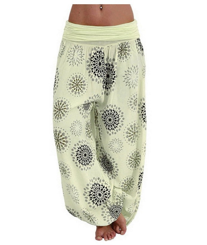 Nouveau Femmes Sarouel Boho Ethnique Chic Jambe Large Pantalon Dames Fitness Pantalon Femme Sarouel