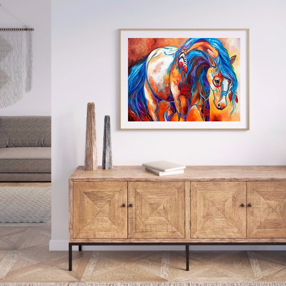 5D Diy Full Diamond Round Diamond Painting Mouse Indian War Horse Diamond Embroidery