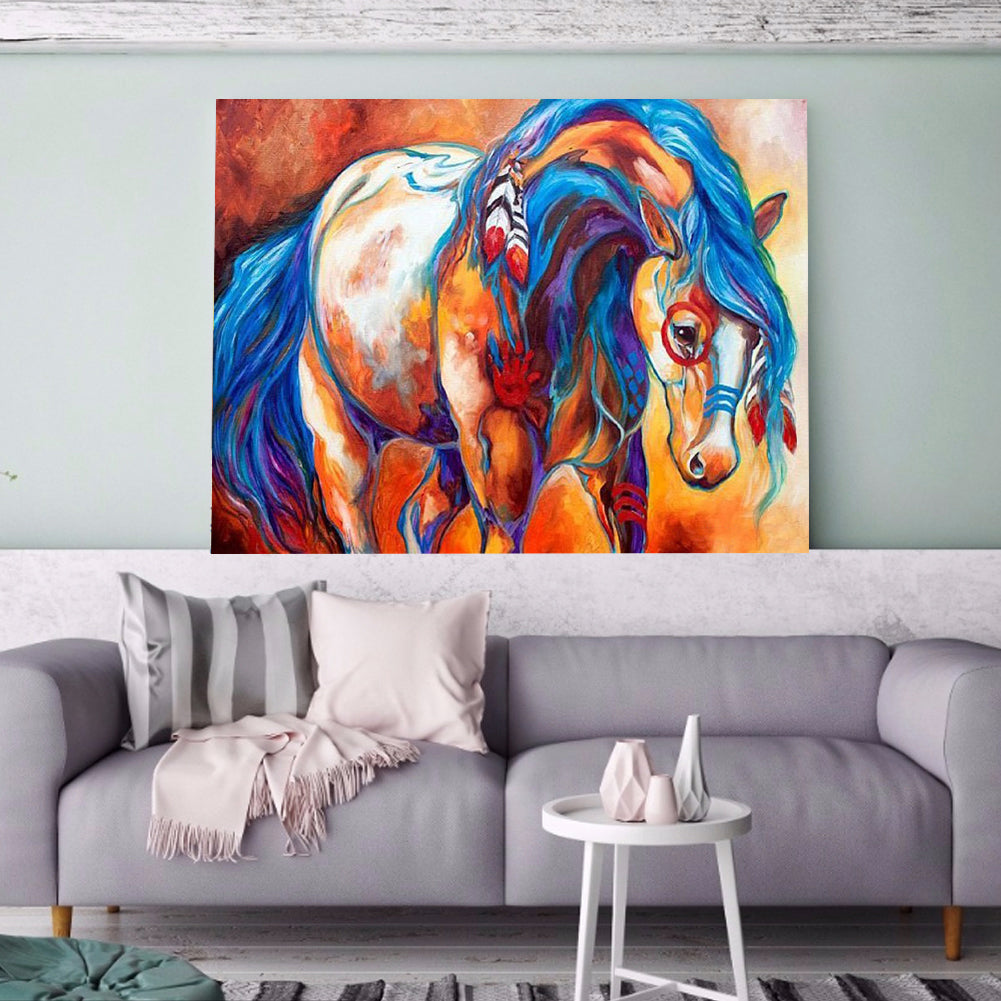 5D Diy Full Diamond Round Diamond Painting Mouse Indian War Horse Diamond Embroidery