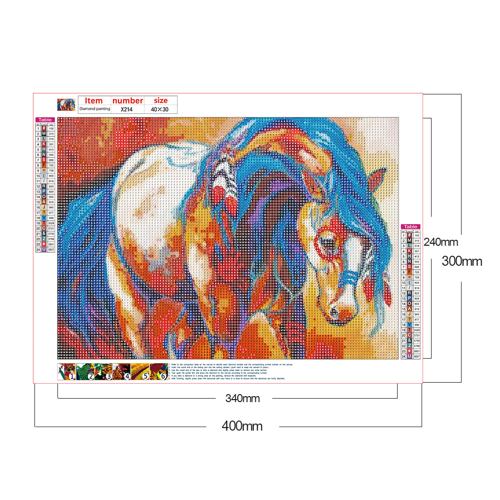 5D Diy Full Diamond Round Diamond Painting Mouse Indian War Horse Diamond Embroidery