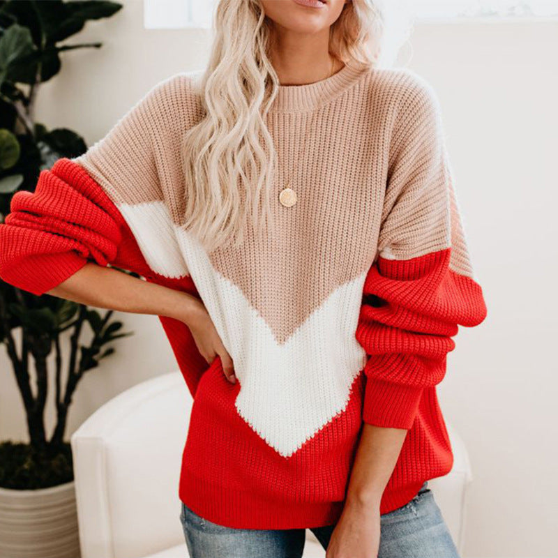 Women's contrast color sweater