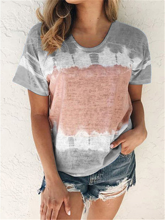 Loose Round Neck Short Sleeve Printed T-shirt Top