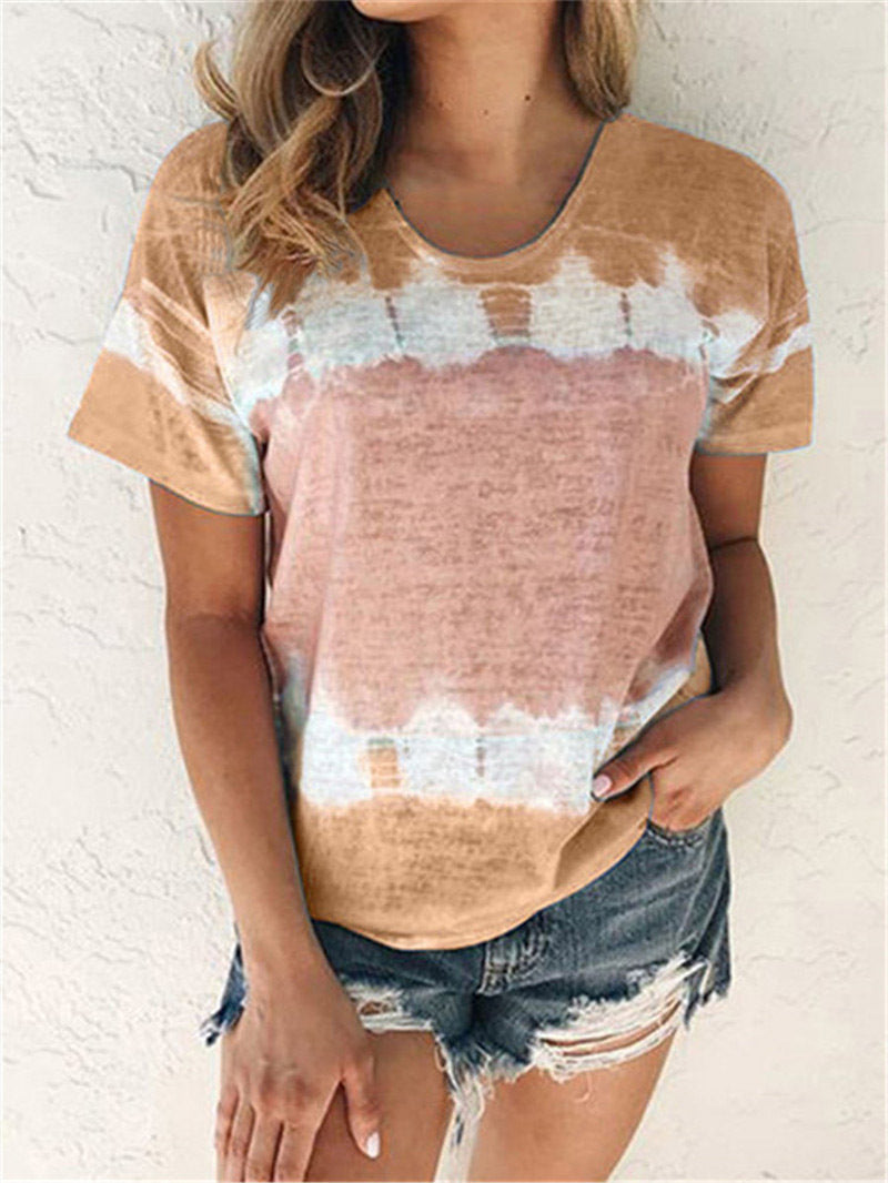 Loose Round Neck Short Sleeve Printed T-shirt Top