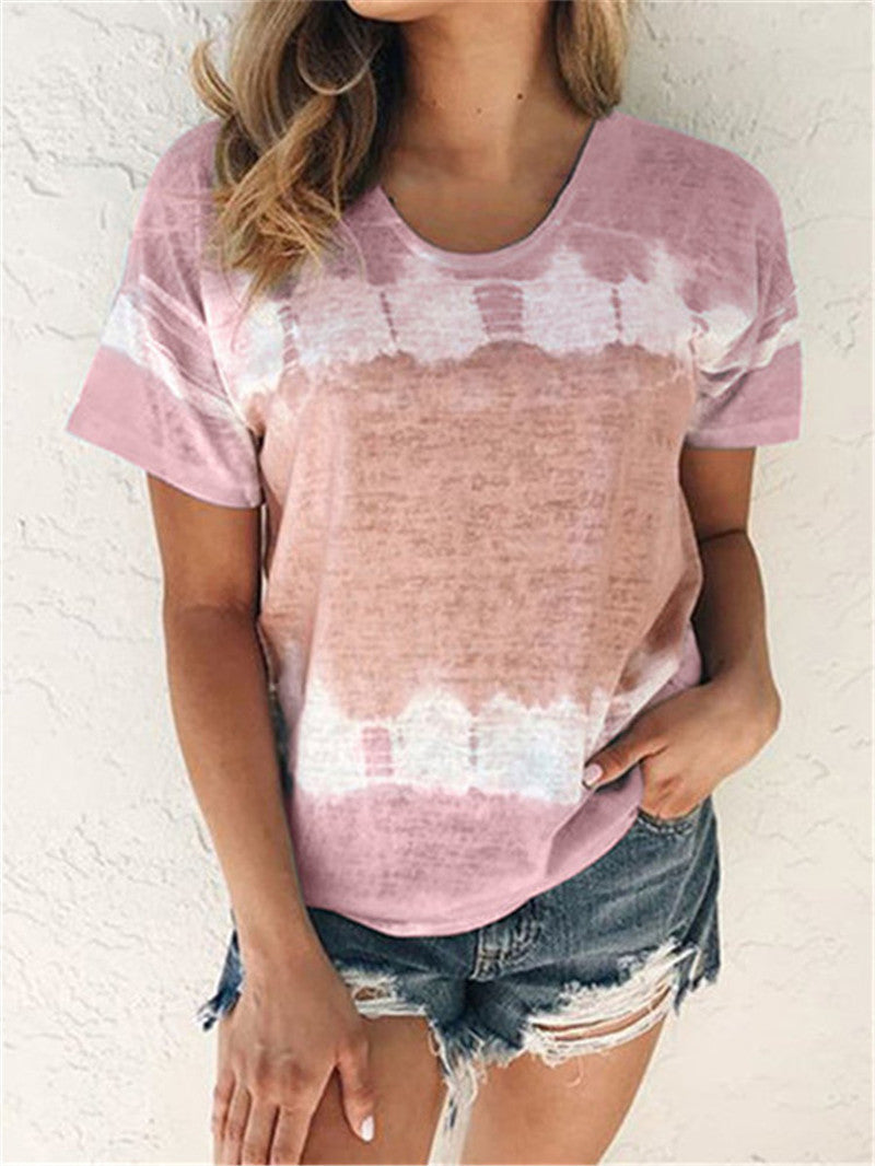 Loose Round Neck Short Sleeve Printed T-shirt Top