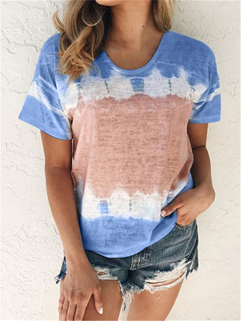 Loose Round Neck Short Sleeve Printed T-shirt Top