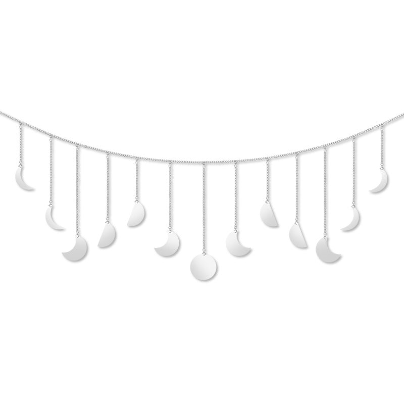 Lunar Eclipse Ornaments Boho Home Decor Moons Simplicity Garland Curtain Home Background Wall Hanging Moon Phase DIY Apartment