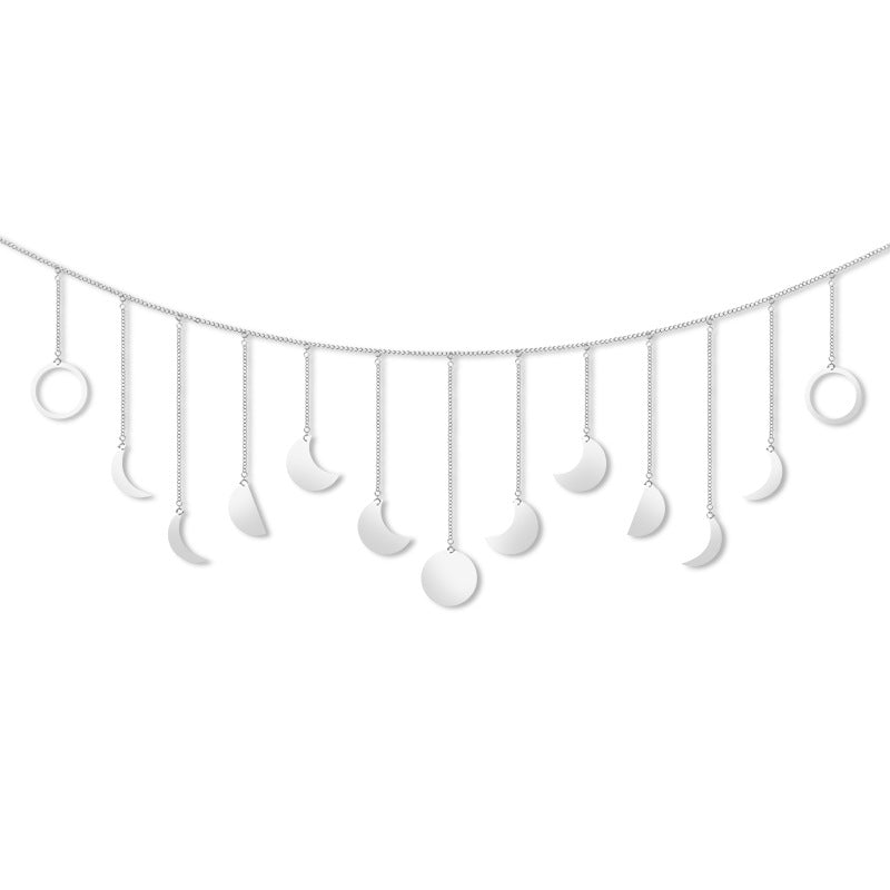 Lunar Eclipse Ornaments Boho Home Decor Moons Simplicity Garland Curtain Home Background Wall Hanging Moon Phase DIY Apartment