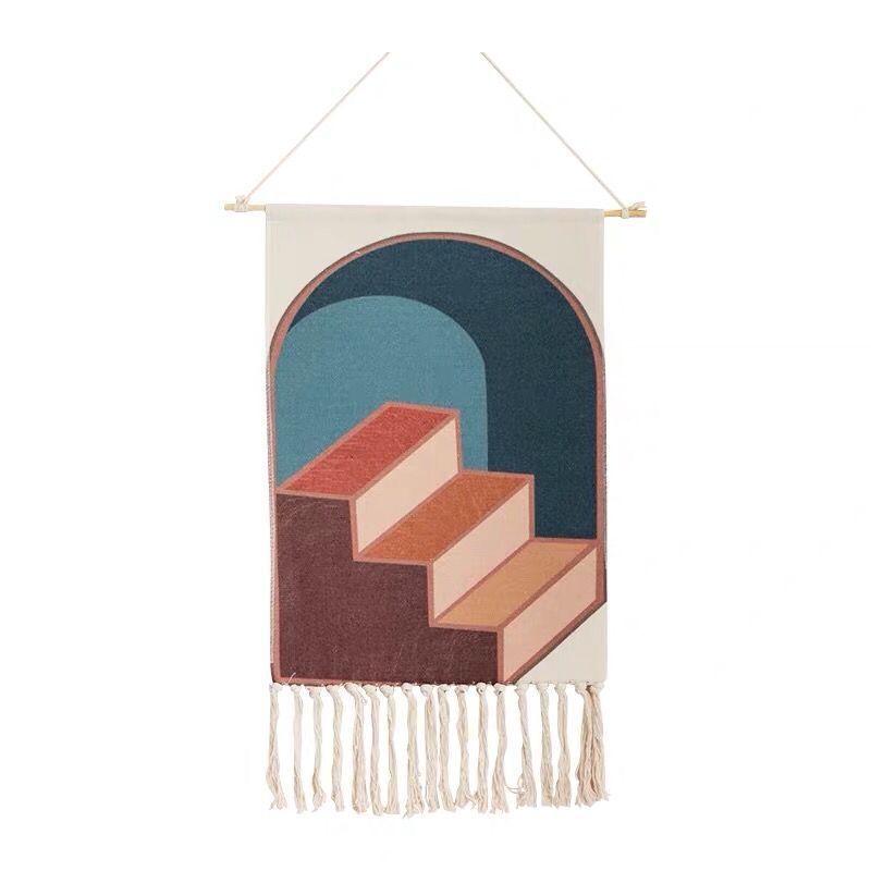 Indian Hand-Woven Homestay Tassel Tapestry Decoration Nordic Meter Box Hanging Canvas Art Background Cloth Bedroom Hanging Cloth