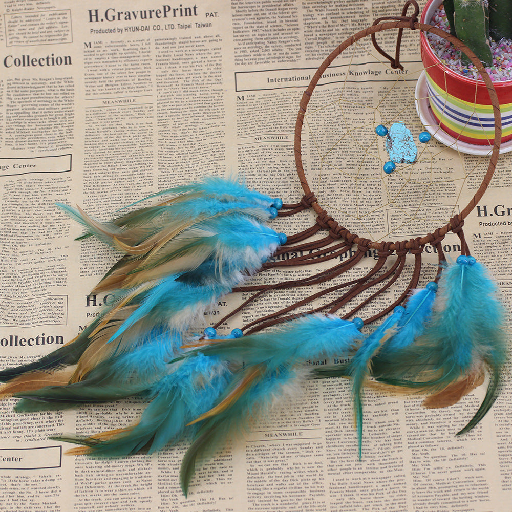 Turquoise Dream Catcher Single Ring Feather Jewelry Creative Eye Balcony Living Room Bedroom Pendant