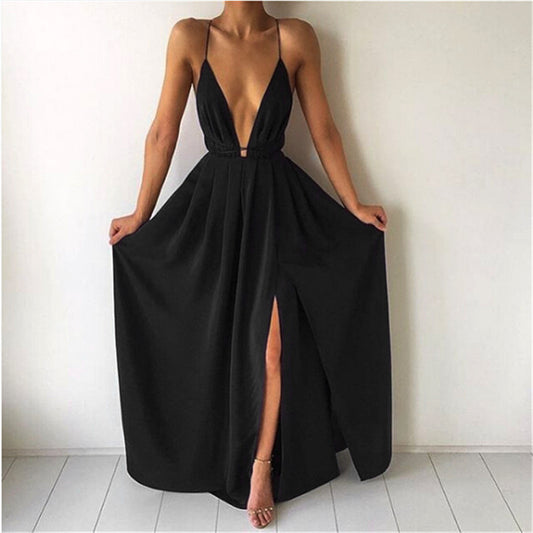 Bigsweety Sexy Maxi Jurk Vrouwen Mouwloze Backless Boho Lange Jurk Bruidsmeisje Formele Summer Party Bandage Slit Jurk Vestidos
