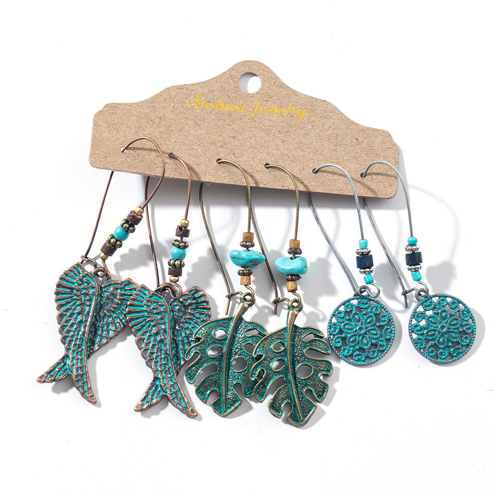 Earring Set Hollow Earrings Tassel Bohemian Ethnic Style