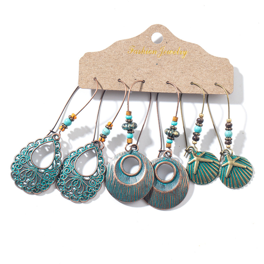 Earring Set Hollow Earrings Tassel Bohemian Ethnic Style