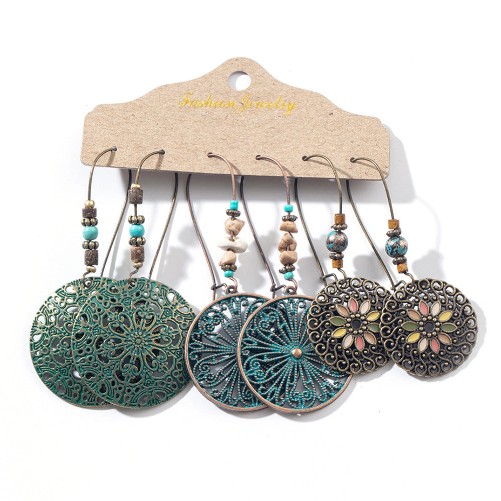 Earring Set Hollow Earrings Tassel Bohemian Ethnic Style