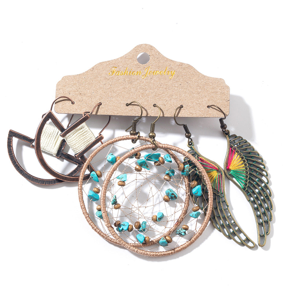 Earring Set Hollow Earrings Tassel Bohemian Ethnic Style