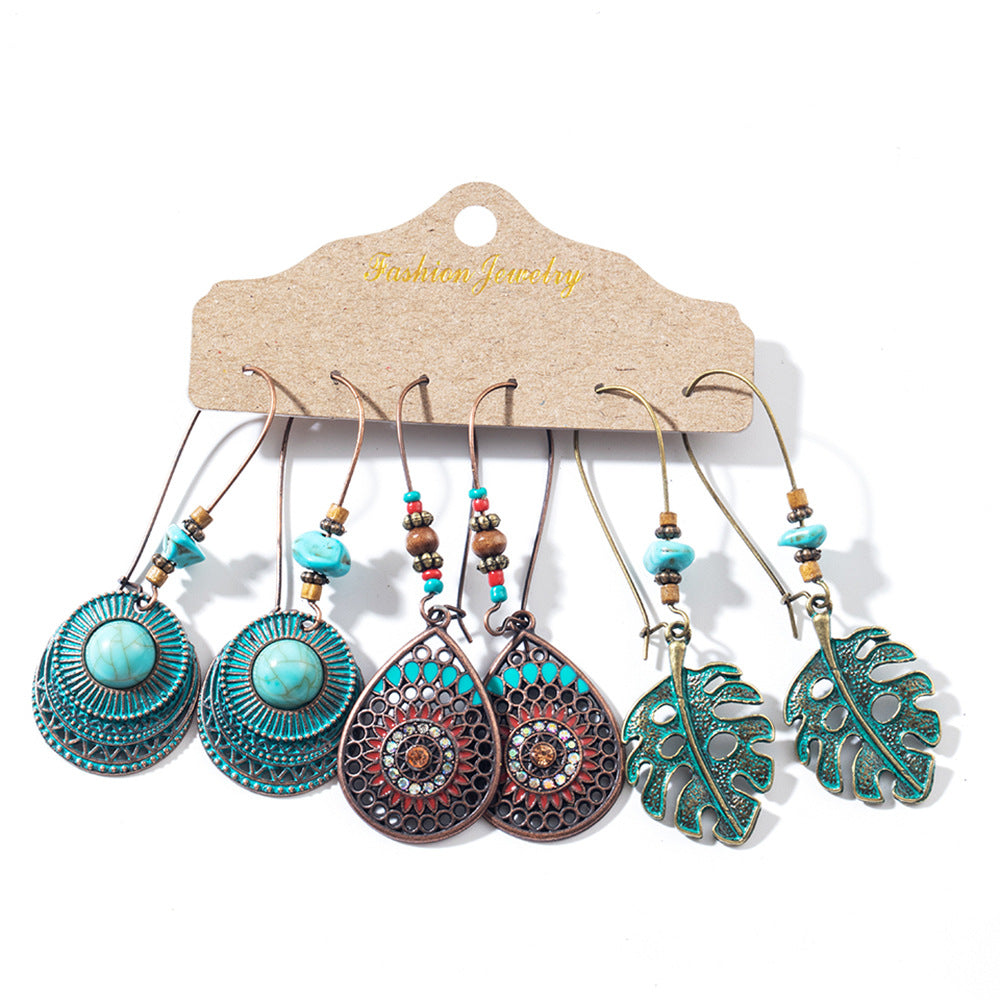 Earring Set Hollow Earrings Tassel Bohemian Ethnic Style