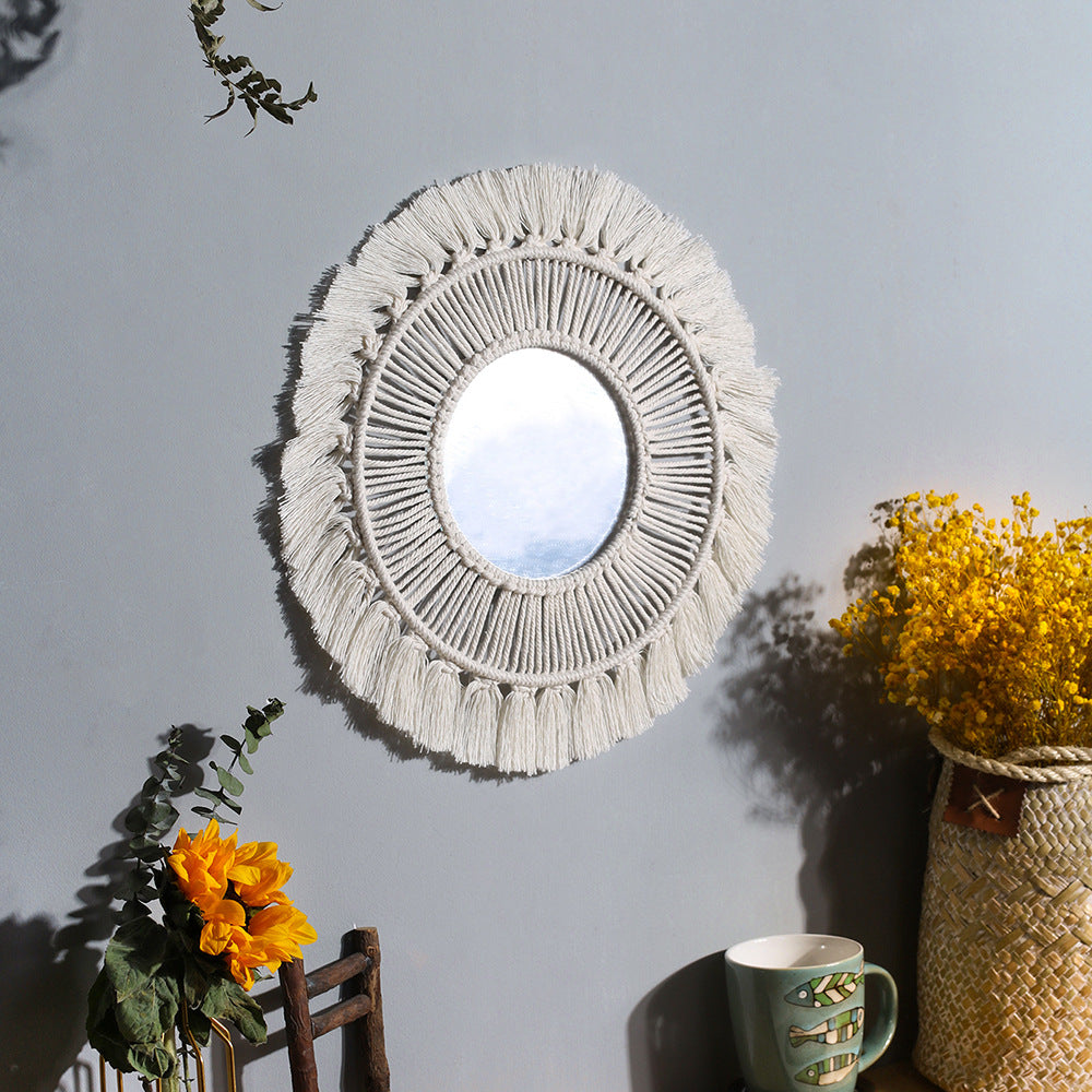 Miroir Mural Rond En De Maison Boho Pour Appartement, Salon, Chambre Coucher, Chambre De