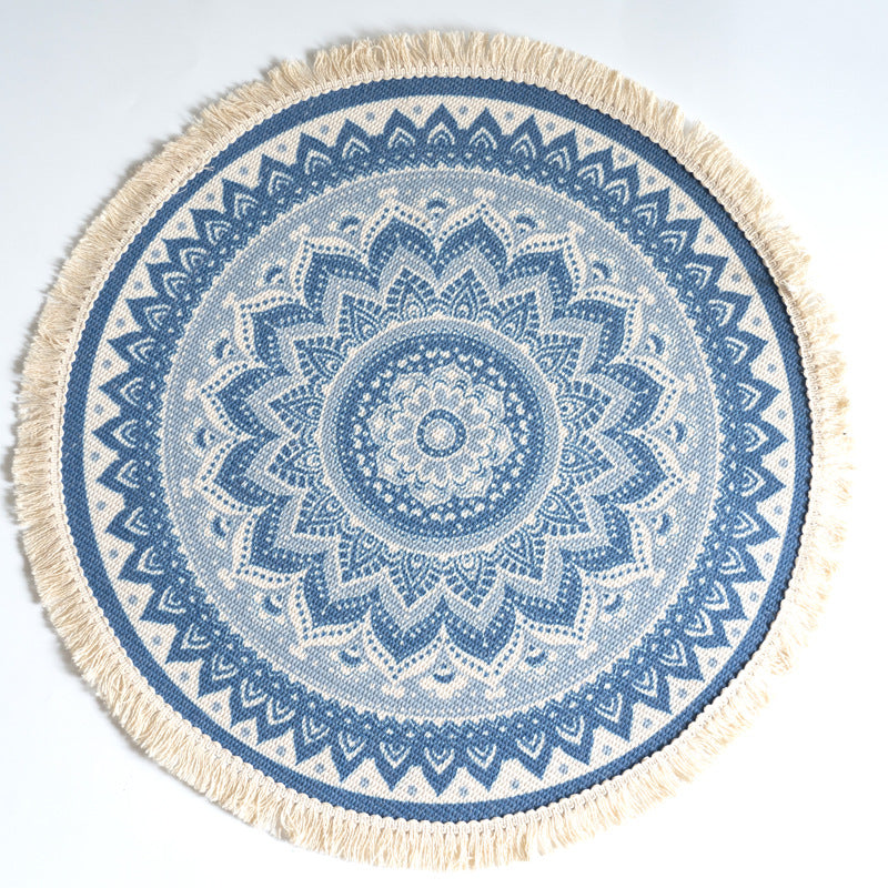 Tapis Rond Nordique En Coton Et Lin Pour Salon, Moquette De Cambre Coucher, Style Boho, Mandala