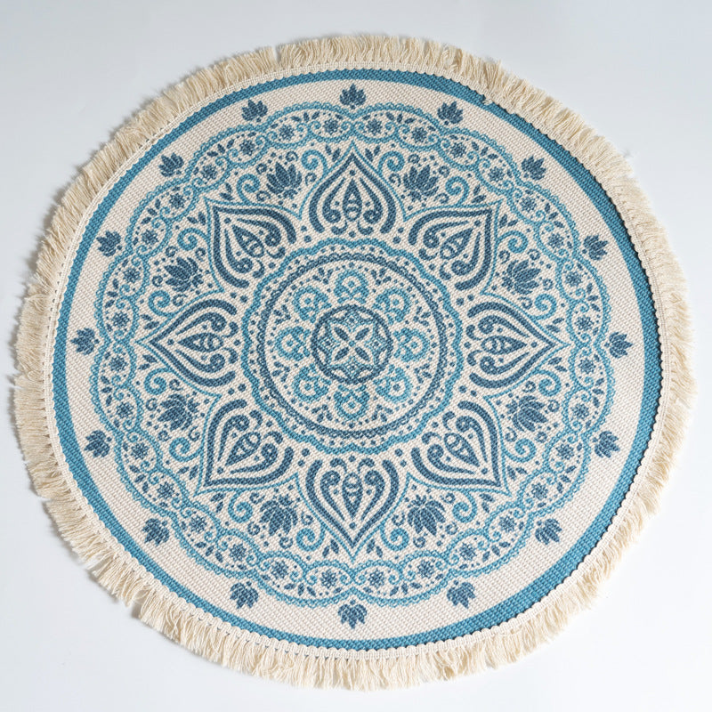 Tapis Rond Nordique En Coton Et Lin Pour Salon, Moquette De Cambre Coucher, Style Boho, Mandala