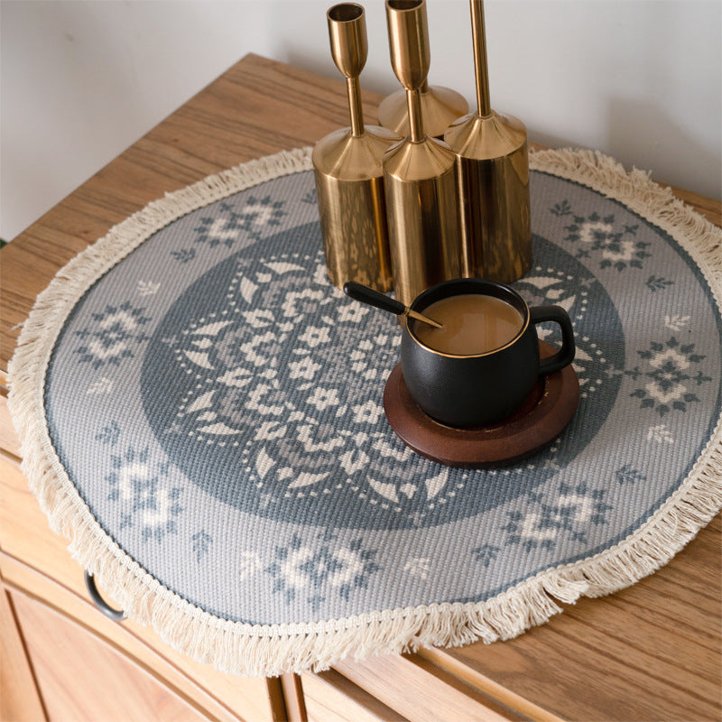 Tapis Rond Nordique En Coton Et Lin Pour Salon, Moquette De Cambre Coucher, Style Boho, Mandala